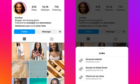 Instagram allows users to add more links to bio